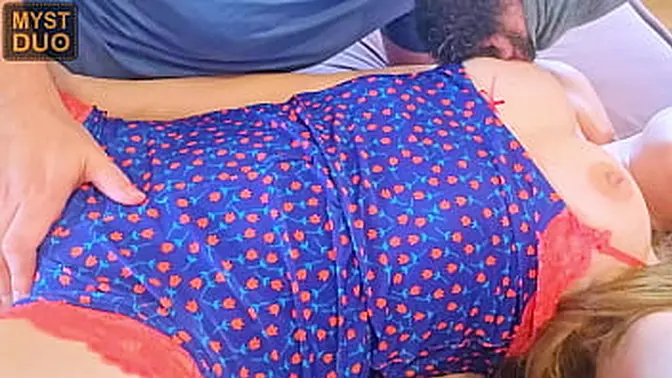 Sensual MILF enjoys busty beauty as her nipple is played with