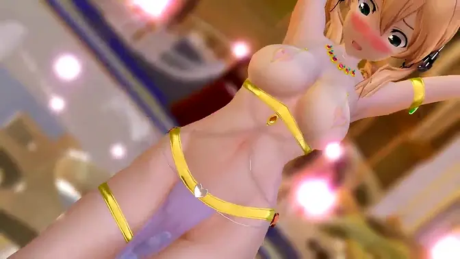 Sexy 3D girl with big tits and shaved pussy dances nude