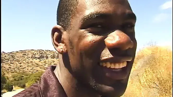 Sexy black whore spreads legs for guy's cock and pussy