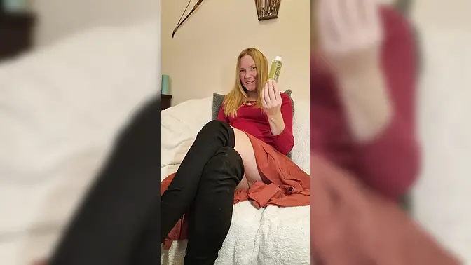 Sexy blonde Dutch MILF masturbates with big nips