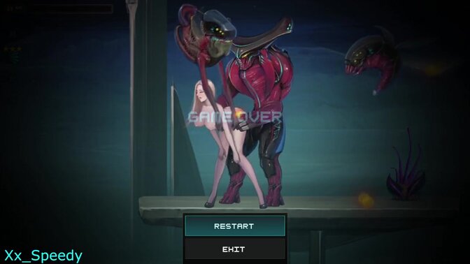 Sexy blonde fights off aliens while getting creampied