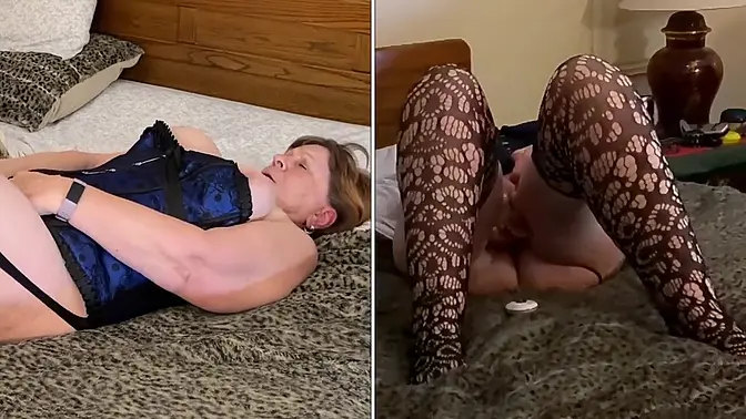 Sexy granny Carmen Angel gets her pussy fucked by a magical dildo