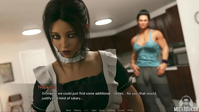 Sexy maid turns into slutty milf with perfect tits