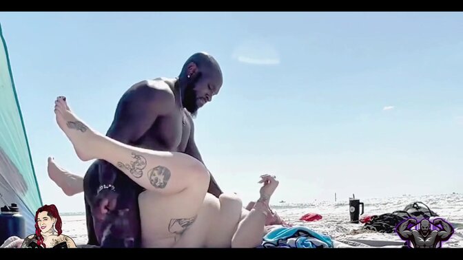 Sexy tattooed Amber Lee gets nailed in doggy style on the beach