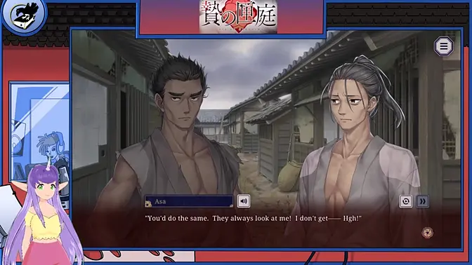 Sexy VTuber with big boobs plays anime game in a hot Japanese setting