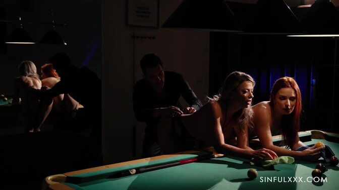 Shalina Devine and Clemence Audiard take turns sucking Marco Bull's cock