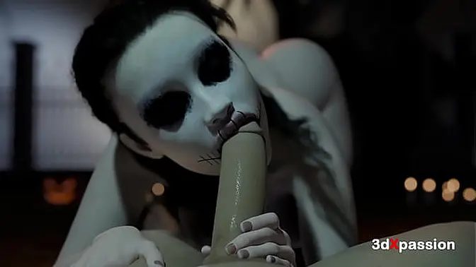 Shaved pussy gets a hard fucking in the graveyard on Halloween