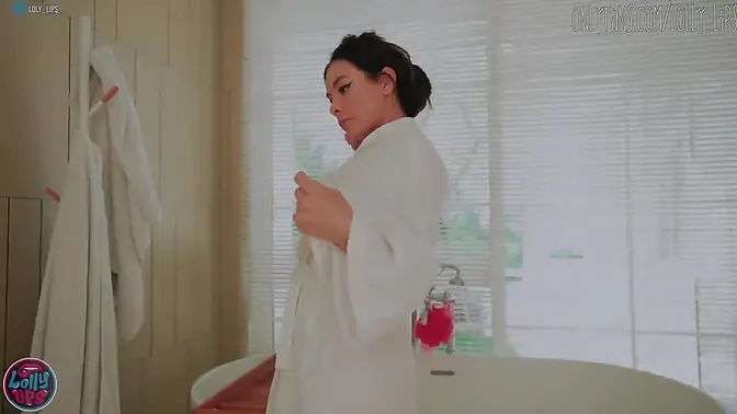 Shower Solo Squirt from Big Natural Boobs