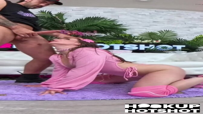 Shy GF gives a sloppy deepthroat to a big cock