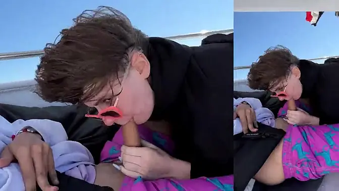 Skinny beauty rides monster cock on yacht, POV