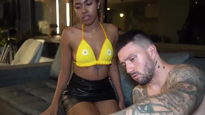 Skinny Latina gags on monster cock in doggystyle