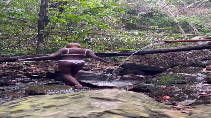 Slim ebony beauty takes it hard