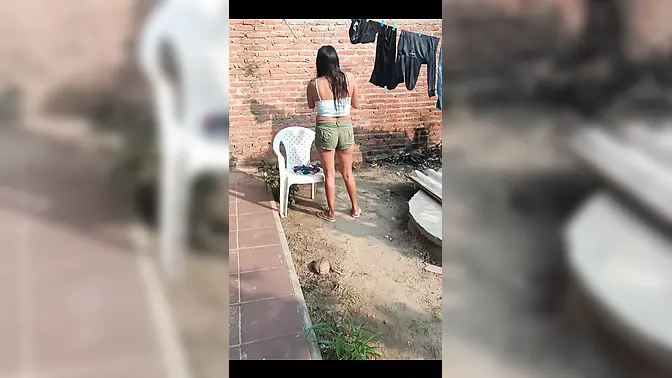 Sluttish girl in sexy shorts asks for cock