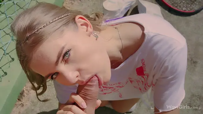 Slutty babe gets outdoor fuck session