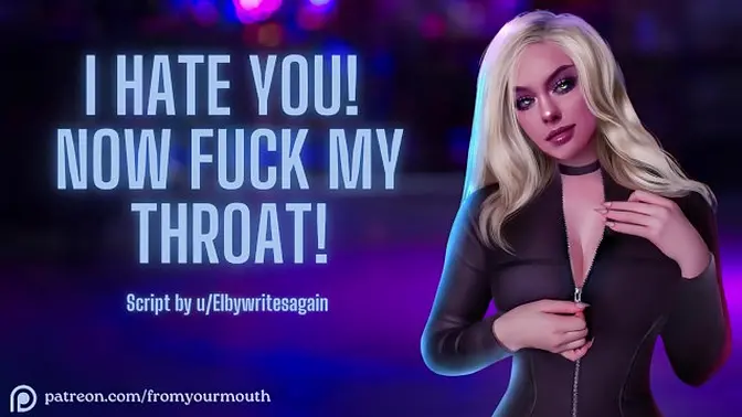 Slutty babe gets throat fucked in public