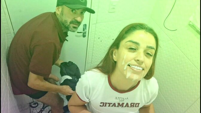 Slutty bartender gets fingered and fucked in the bathroom