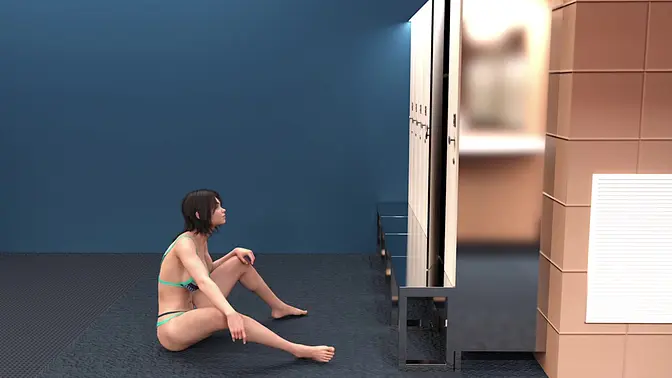 Slutty girl in 3D hentai game gets naked in public