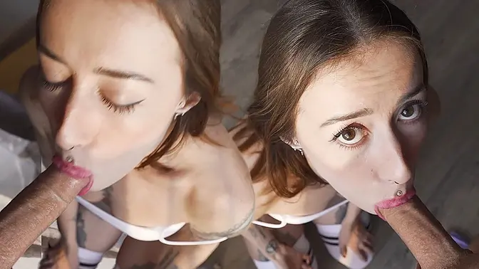 Slutty Russian beauty loves cum on her face and tits