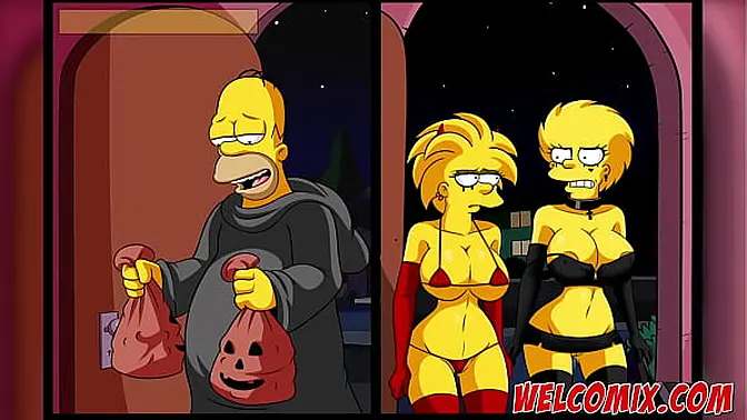 Slutty Simpsons characters in Halloween-themed porn comic