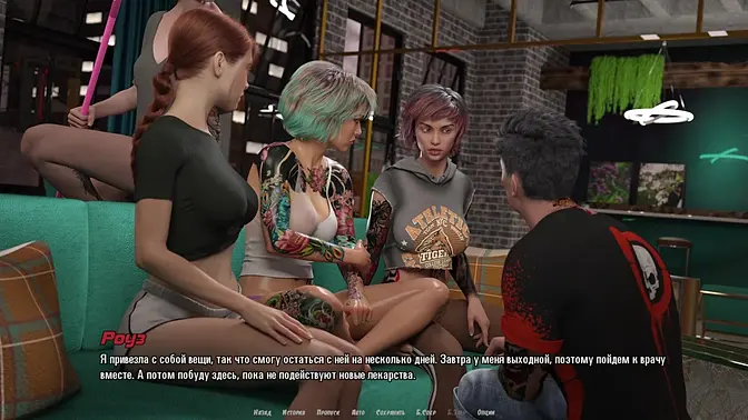 Slutty teen in 3D hentai game gets nailed by big cocks