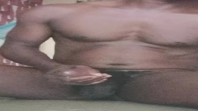 Solo black man shoots huge load of precum and cumshot