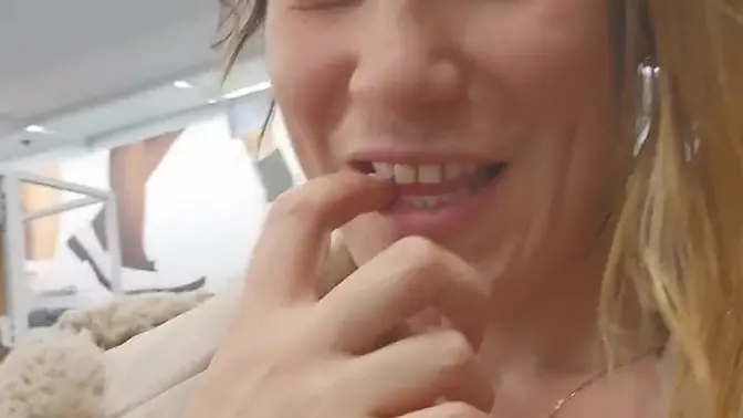 Solo girl accidentally squirts while dressing room masturbating