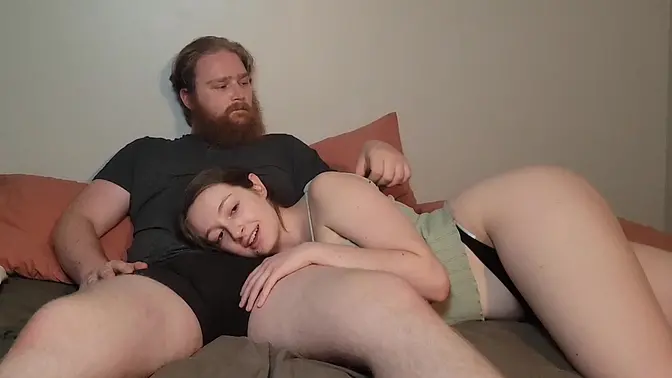 Step bro gives sloppy blowjob and plays with sis' boobs