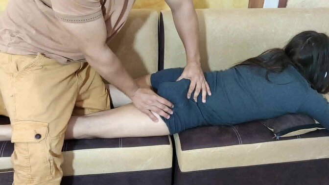 step Father-in-law massages his daughter-in-law when her husband is working NTR Jav