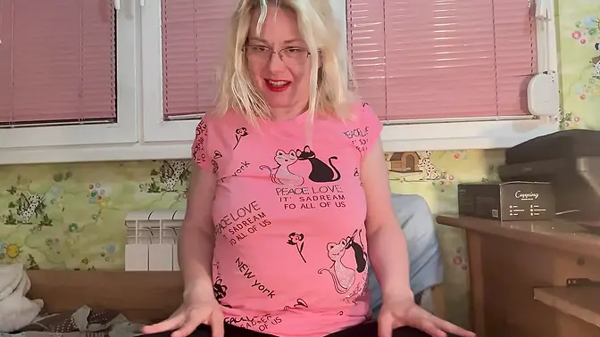 Step mom discovers son's hidden porn stash on laptop and watches him jerk off