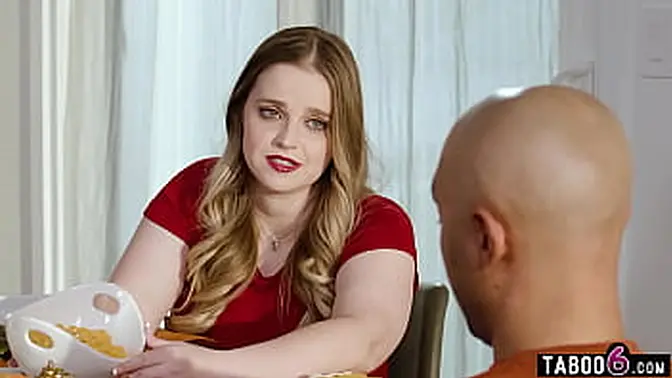 Step mom with huge boobs feeds step son's hunger in more ways than one