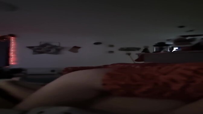 Step sister creeps into the kitchen late at night to steal a wank 