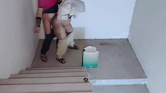 Step sister-in-law fucked on stairs during secret meeting