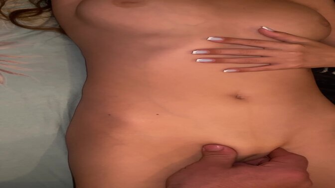 Stepbrother fingers and makes 18-year-old stepsister cum hard