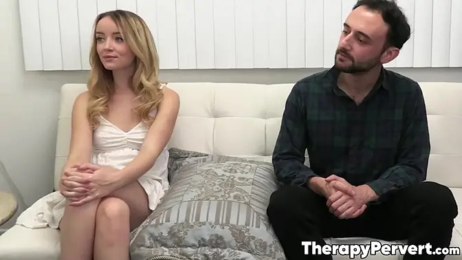 Stepdad and therapist help busty teen stepdaughter fulfill her kinky sex fantasies