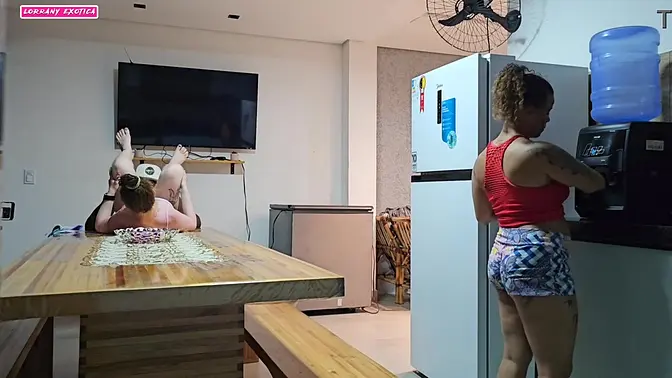 Stepdaughter's lustful cravings in the kitchen lead to horny bedroom action