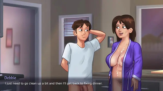 Stepmom Debbie gets naughty in the kitchen