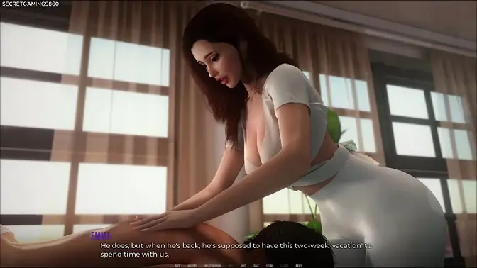 Stepmom seduces tenant with a sexy massage and her big ass