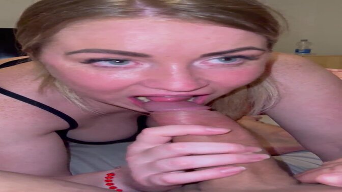 Stepmom sucks son's big cock in a dirty POV scene