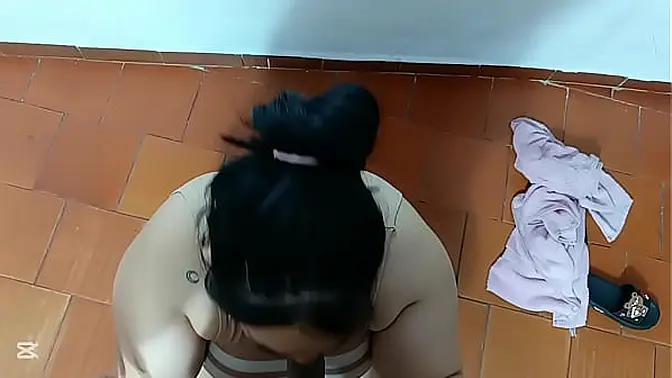 Stepsis offers blowjob and rides cock in POV