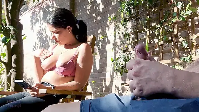 Stepson flashes his hard cock while I play Candy Crush