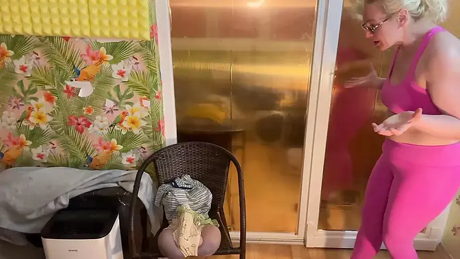 Stepson gets punished and teased by stepmom