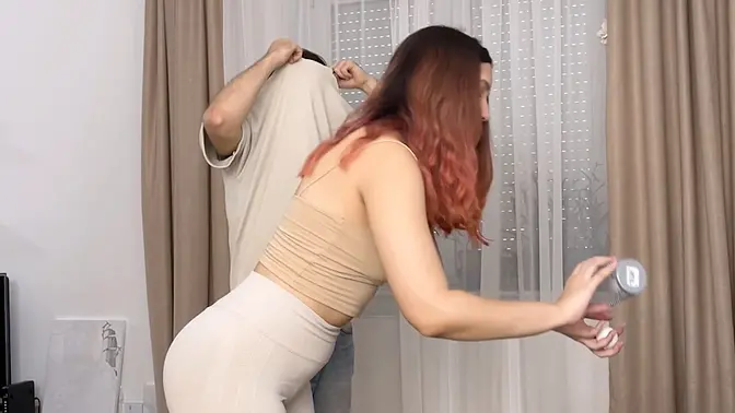 Stripping game ends with stunning stunner's big boobs