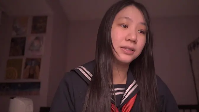 Struggling Japanese schoolgirl satisfies her lust with some self-study