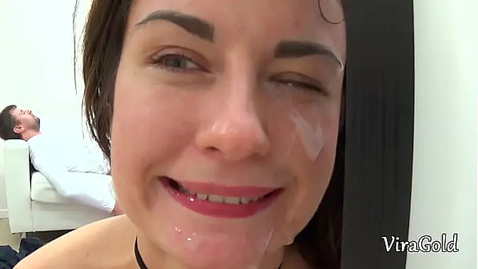 Stunning brunette Camilla Moon deep-throats and gets fucked hard