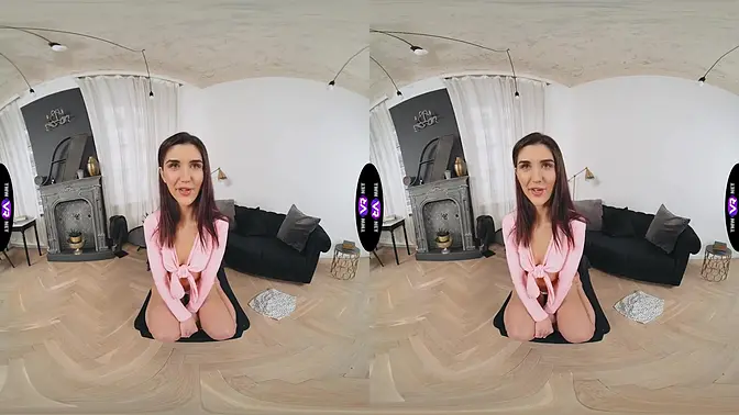 Stunning dark-haired beauty teases with her perky breasts