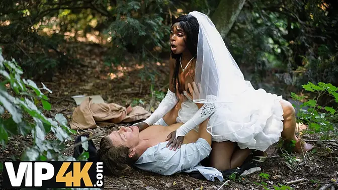 Stunning white bride cheats on her fiancé with black stud