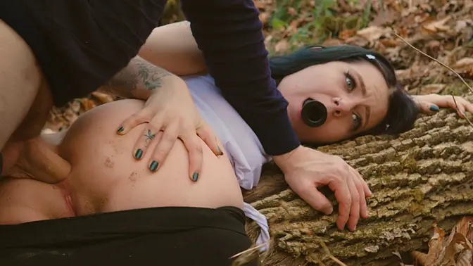 Submissive cutie's hard anal assfucking while mountain climbing