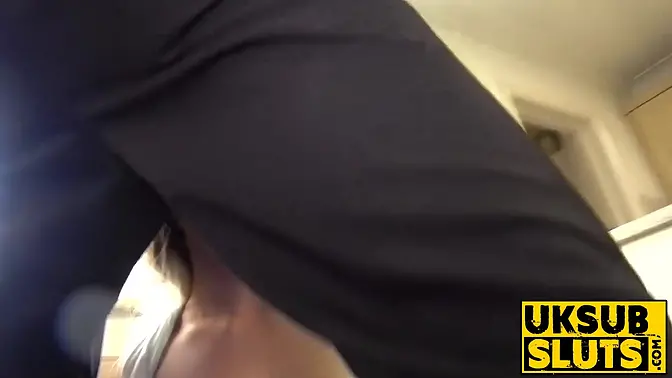 Submissive UK teen slut gets double-fucked after rough deepthroating