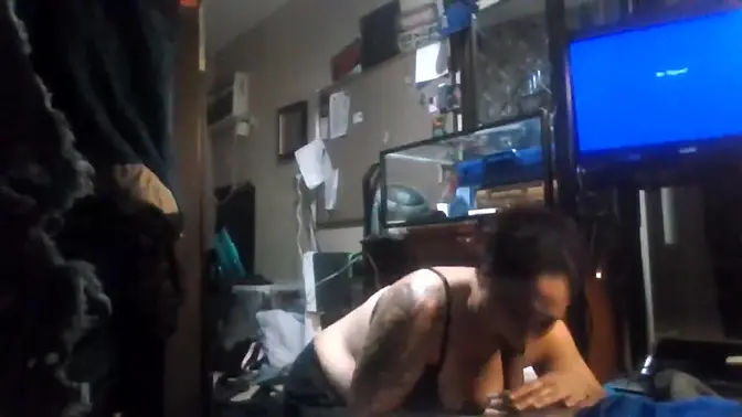 Sultry Latina GIVEs a sloppy deepthroat blowjob