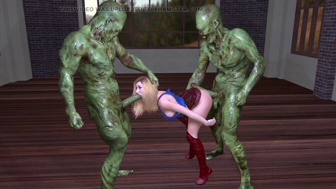 Supersexy supergirl gets gangbanged hard